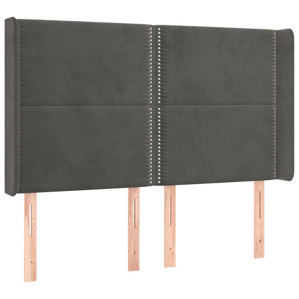 Testiera a LED Grigio Scuro 147x16x118/128cm in Velluto - homemem39