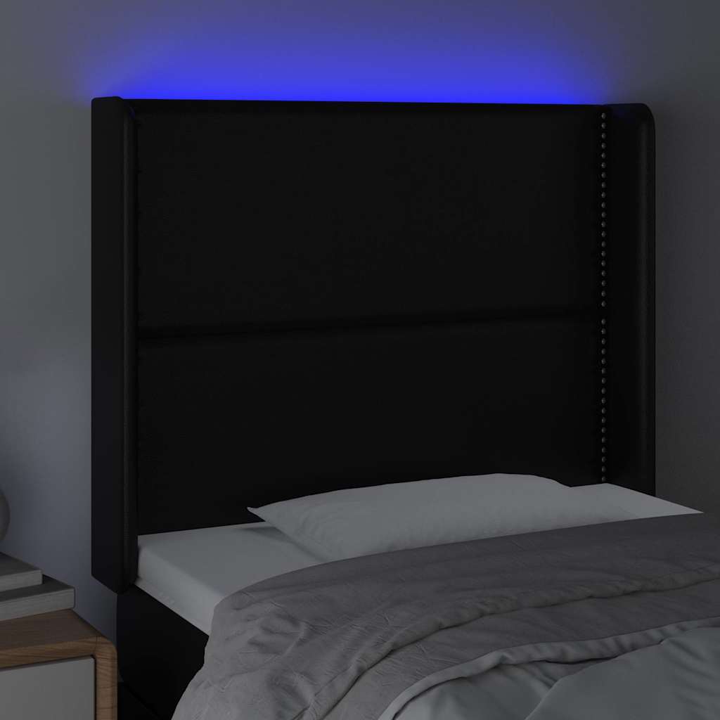 Testiera a LED nero 93x16x118/128 cm in Similpelle