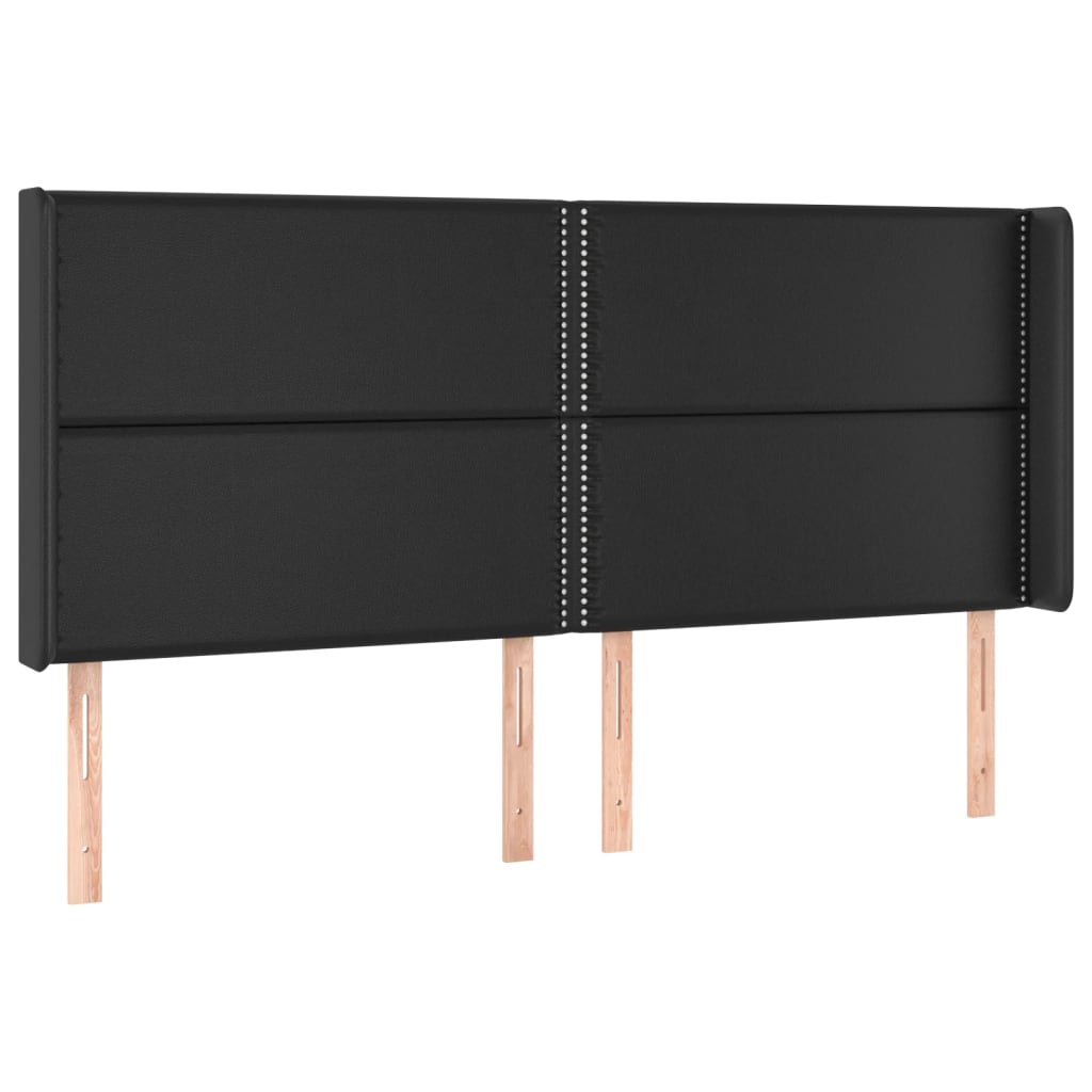 Testiera a LED Nera 203x16x118/128 cm in Similpelle - homemem39