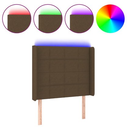 Testiera a LED Marrone Scuro 93x16x118/128 cm in Tessuto - homemem39