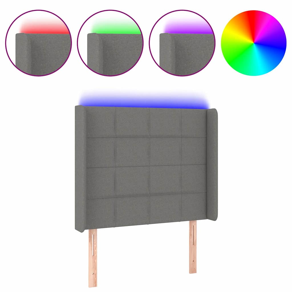 Testiera a LED GrigioScuro /128cm inTessuto