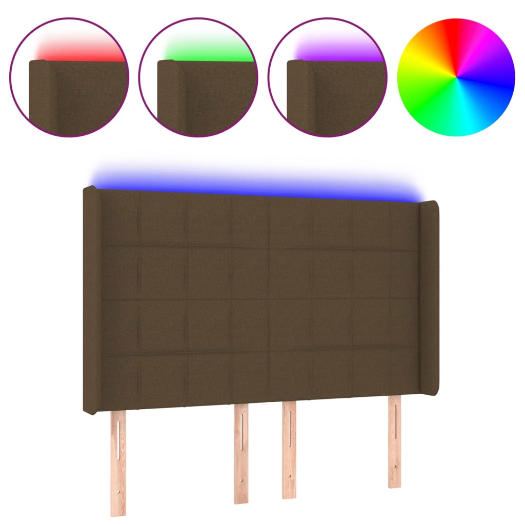 Testiera a LED MarroneScuro147x16x118/128cm inTessuto | homemem39