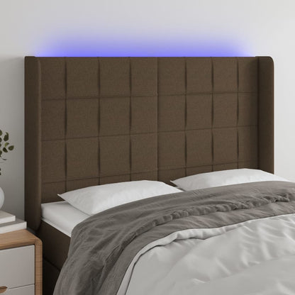 Testiera a LED MarroneScuro147x16x118/128cm inTessuto | homemem39