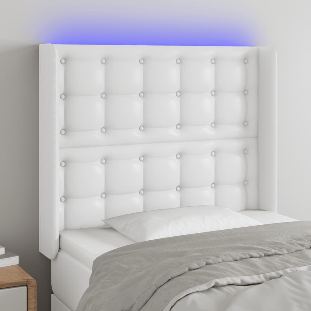 Testiera ad Orecchio Bianco 83x16x118/128 cm in Similpelle | homemem39