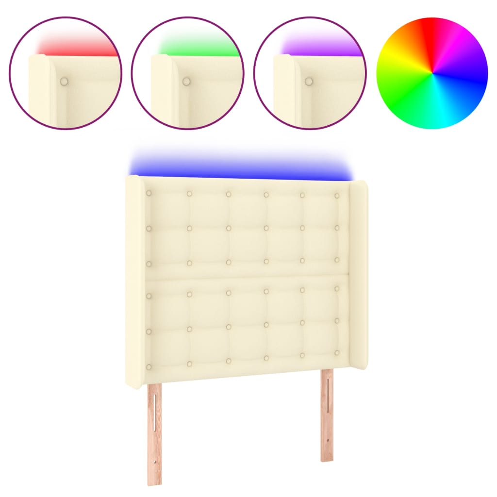 Testiera a LED Crema 83x16x118/128 cm in Similpelle | homemem39