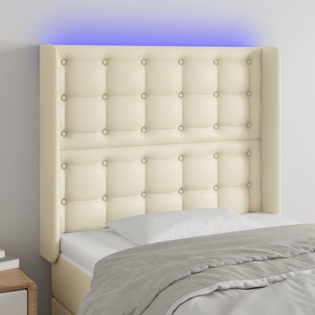 Testiera a LED Crema 83x16x118/128 cm in Similpelle | homemem39