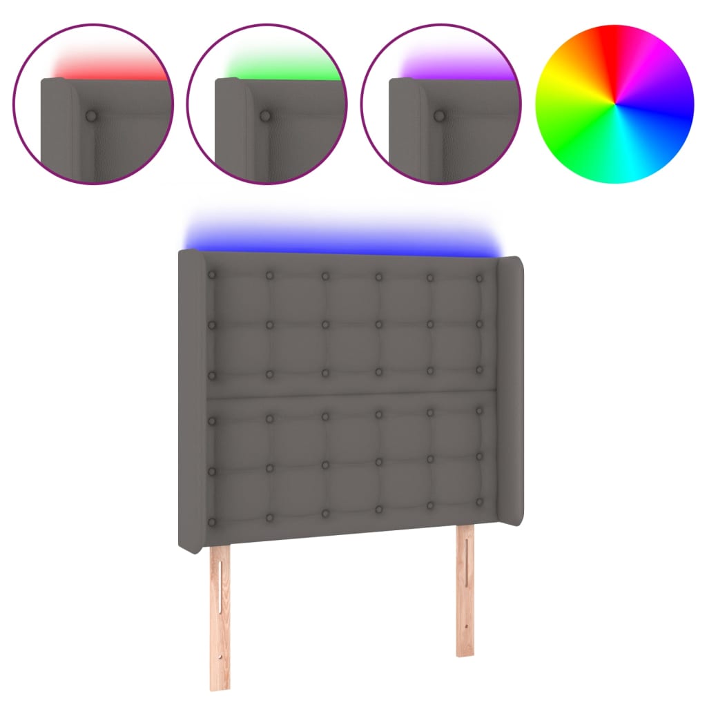 Testiera a LED Grigio 83x16x118/128 cm in Similpelle - homemem39