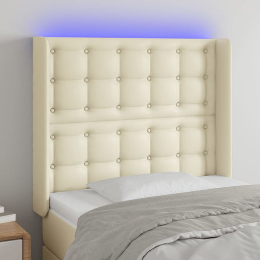 Testiera a LED Crema 103x16x118/128 cm in Similpelle | homemem39