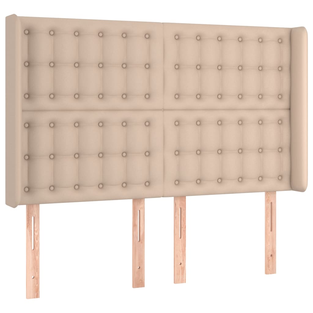 Testiera a LED Cappuccino 147x16x118/128 cm in Similpelle