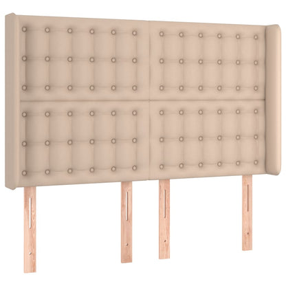 Testiera a LED Cappuccino 147x16x118/128 cm in Similpelle