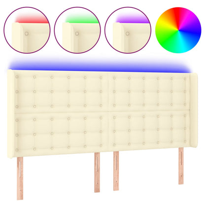 Testiera a LED Crema 183x16x118/128 cm in Similpelle | homemem39