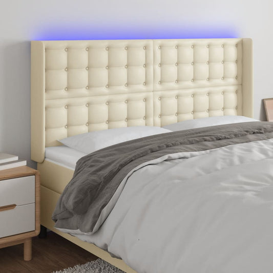 Testiera a LED Crema 203x23x118/128 cm in Similpelle | homemem39