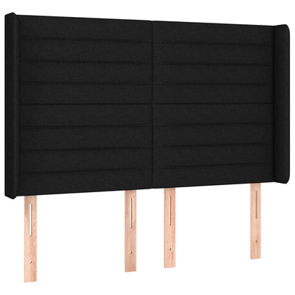 Testiera a LED Nera 147x16x118/128 cm in Tessuto - homemem39