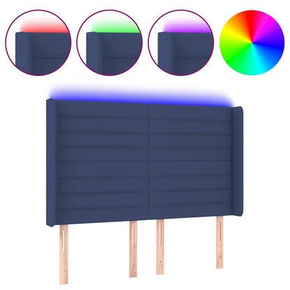Testiera a LED Blu 147x16x118/128 cm in Tessuto