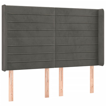 Testiera a LED Grigio Scuro 147x16x118/128cm in Velluto