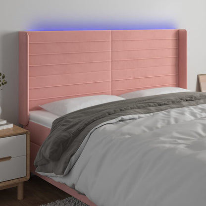Testiera a LED rosa 163x16x118/128 cm in Velluto | homemem39