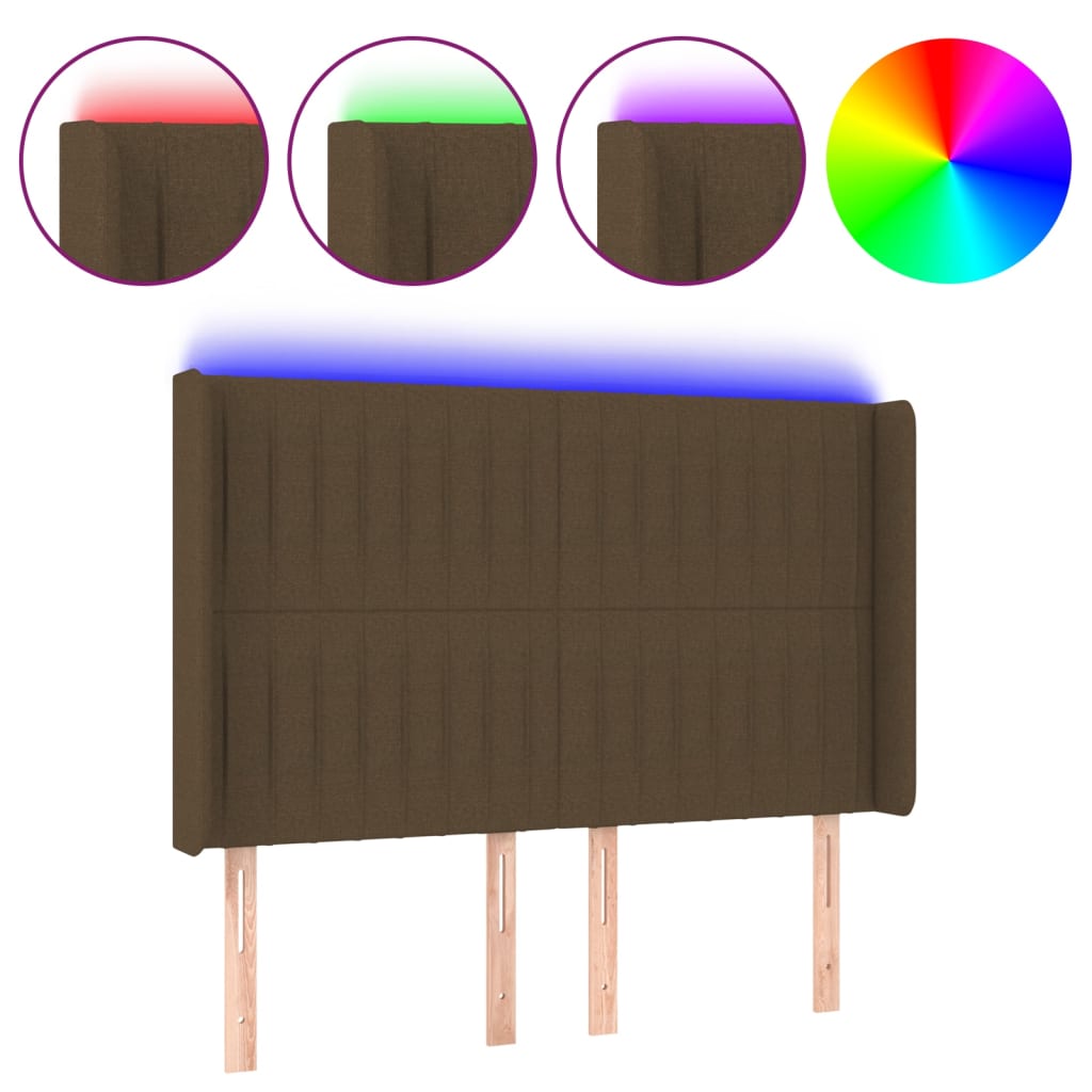 Testiera a LED MarroneScuro147x16x118/128cm inTessuto | homemem39