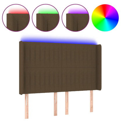 Testiera a LED MarroneScuro147x16x118/128cm inTessuto | homemem39