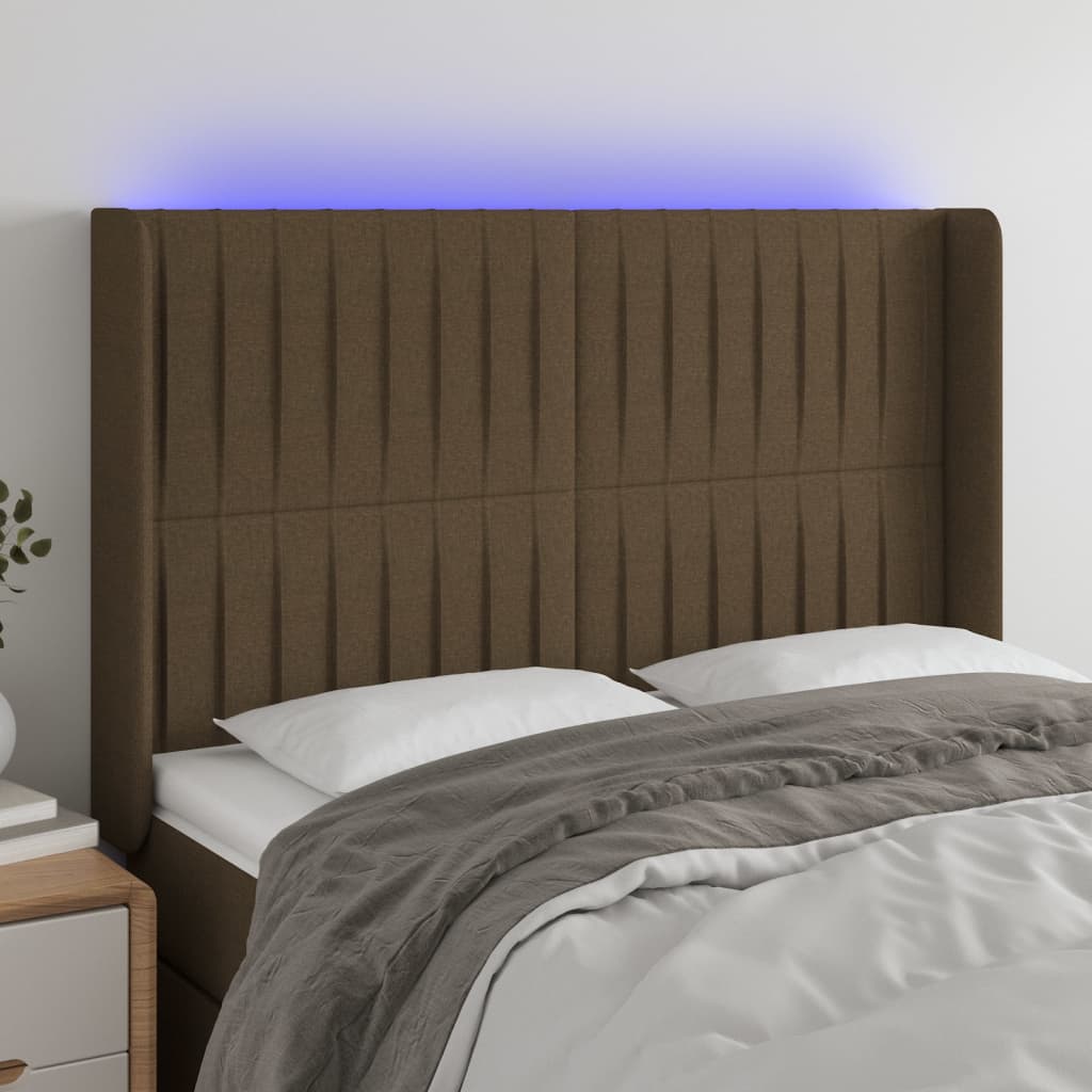 Testiera a LED MarroneScuro147x16x118/128cm inTessuto | homemem39