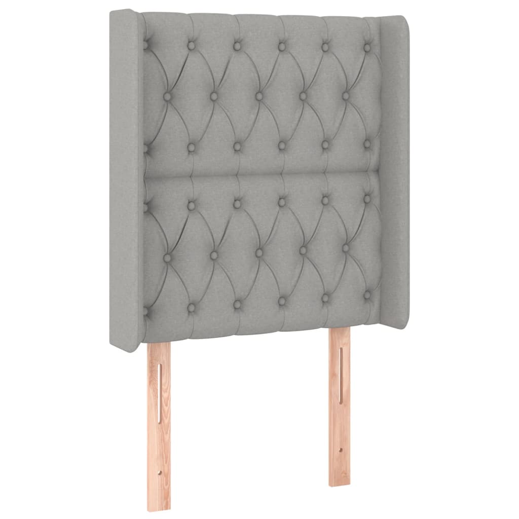 Testiera a LED Grigio Chiaro 83x16x118/128 cm in Tessuto