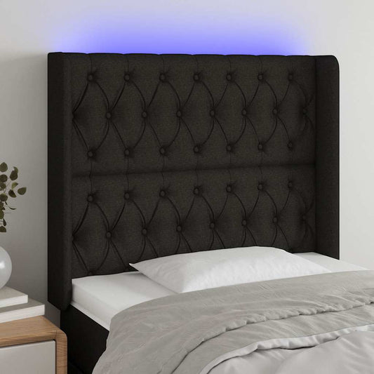 Testiera a LED nero 93x16x118/128 cm in Tessuto