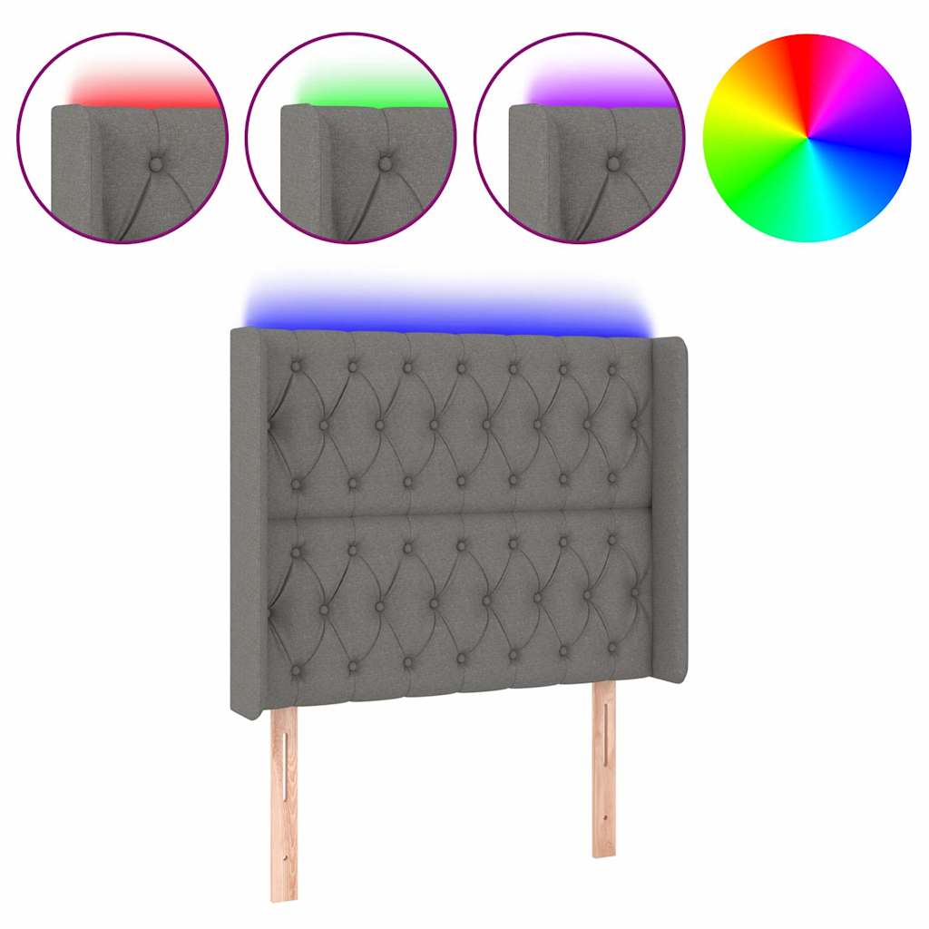 Testiera a LED GrigioScuro /128cm inTessuto