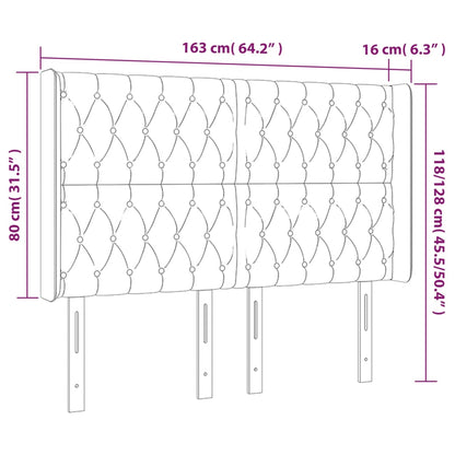 Testiera a LED Nera 163x16x118/128 cm in Velluto - homemem39