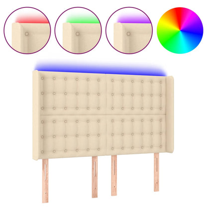 Testiera a LED Crema 147x16x118/128 cm in Tessuto | homemem39
