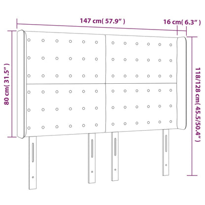 Testiera a LED Crema 147x16x118/128 cm in Tessuto | homemem39