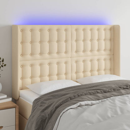 Testiera a LED Crema 147x16x118/128 cm in Tessuto | homemem39