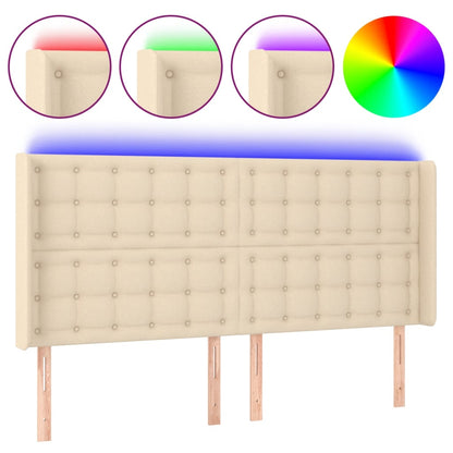 Testiera a LED Crema 163x16x118/128 cm in Tessuto | homemem39