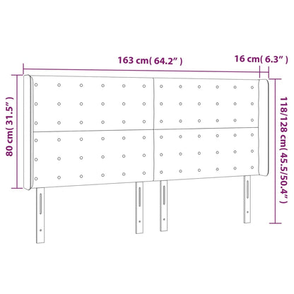 Testiera a LED Crema 163x16x118/128 cm in Tessuto | homemem39