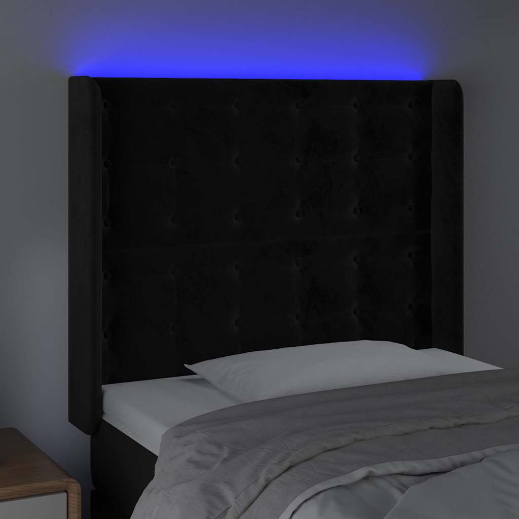Testiera a LED Nera 103x16x118/128 cm in Velluto | homemem39