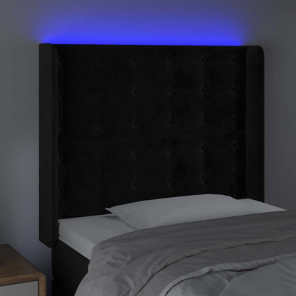Testiera a LED Nera 103x16x118/128 cm in Velluto | homemem39
