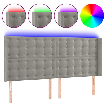 Testiera a LED Grigio Chiaro 163x16x118/128 cm in Velluto | homemem39