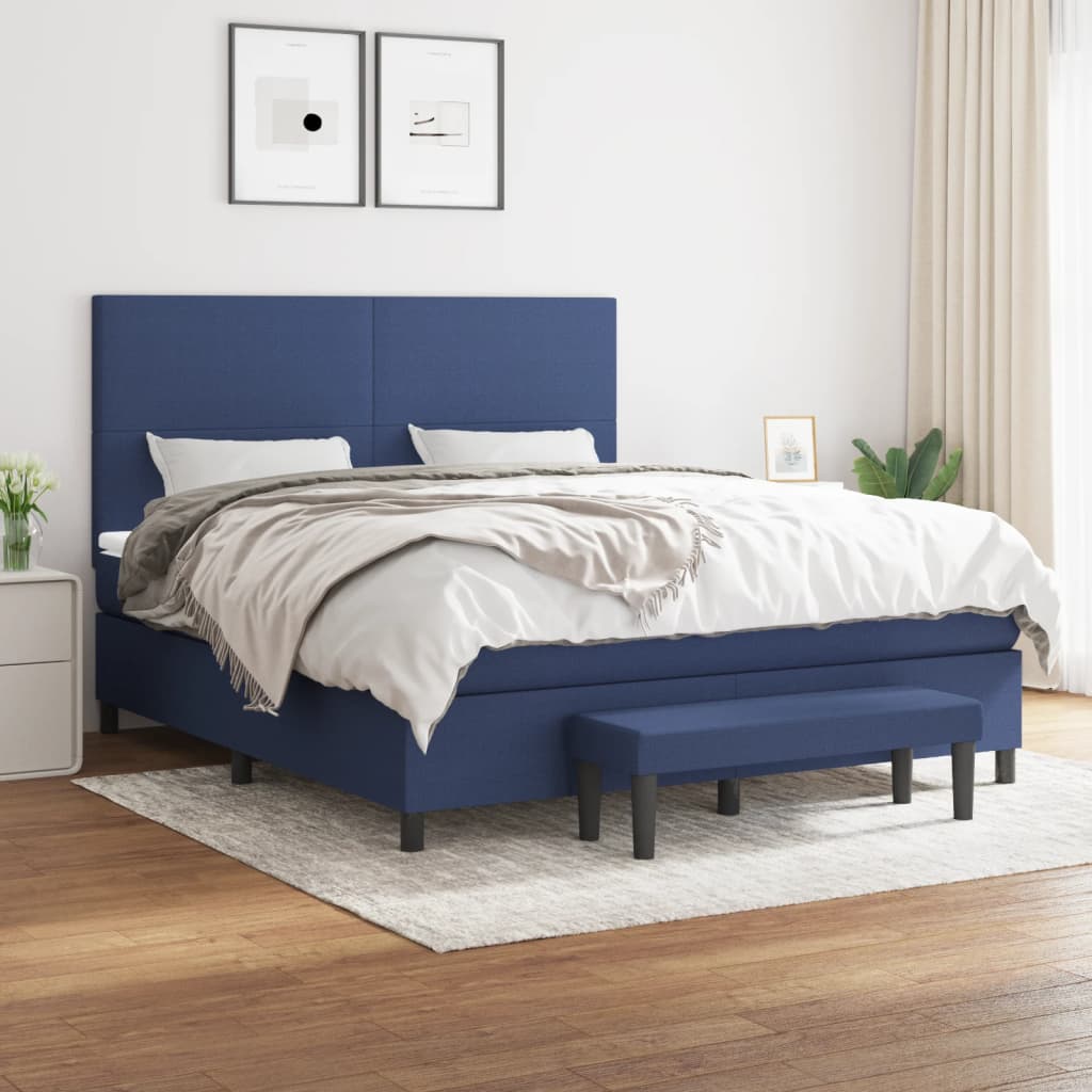 Giroletto a Molle con Materasso Blu 160x200 cm in Tessuto | homemem39