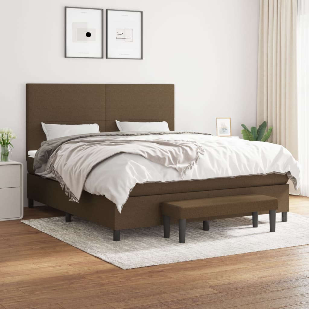Giroletto a Molle con Materasso Marrone Scuro 180x200cm Tessuto | homemem39