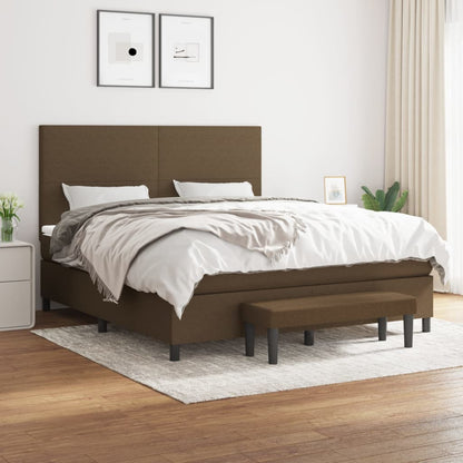 Giroletto a Molle con Materasso Marrone Scuro 180x200cm Tessuto | homemem39