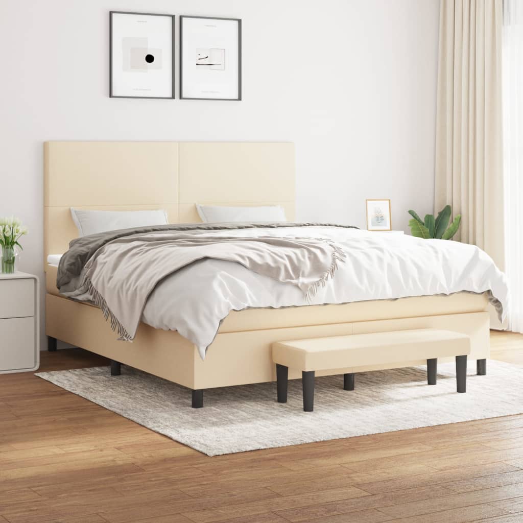 Giroletto a Molle con Materasso Crema 180x200 cm in Tessuto | homemem39