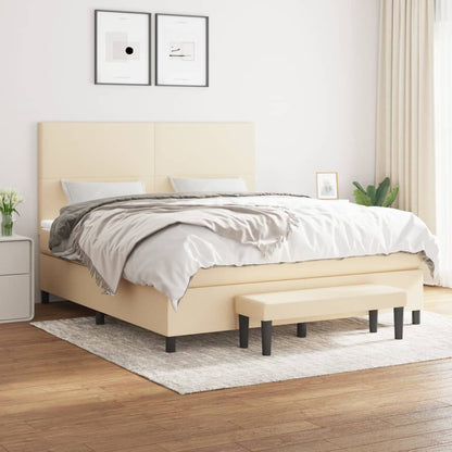 Giroletto a Molle con Materasso Crema 180x200 cm in Tessuto | homemem39