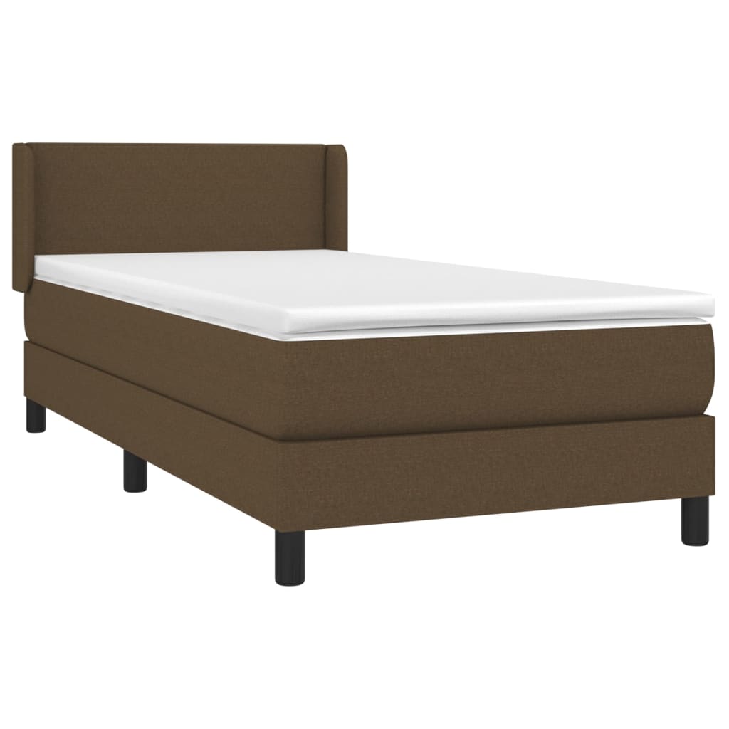 Giroletto a Molle con Materasso Marrone Scuro 90x200 cm Tessuto | homemem39