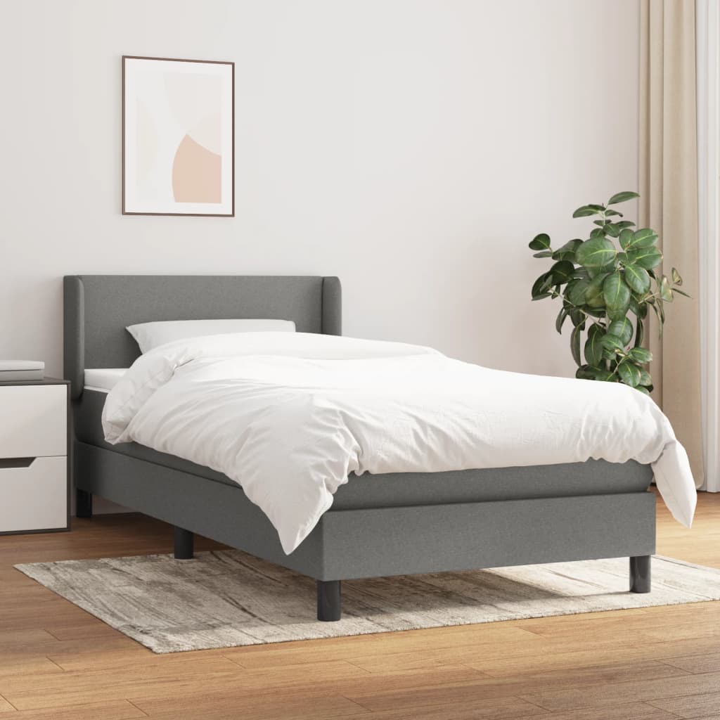Giroletto a Molle con Materasso Grigio Scuro 100x200 cm Tessuto | homemem39