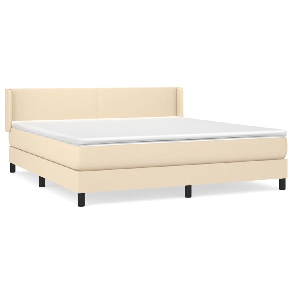 Giroletto a Molle con Materasso Crema 160x200 cm in Tessuto | homemem39