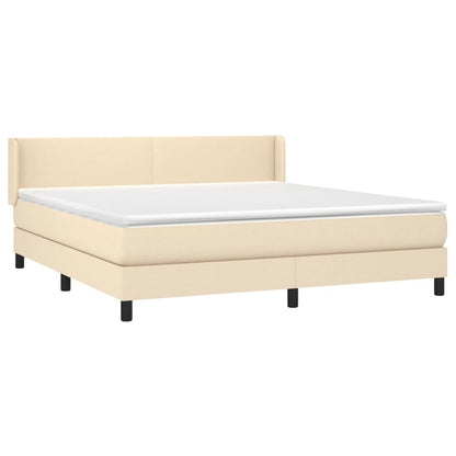 Giroletto a Molle con Materasso Crema 160x200 cm in Tessuto | homemem39