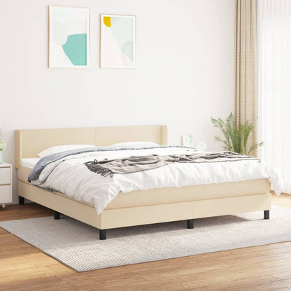 Giroletto a Molle con Materasso Crema 160x200 cm in Tessuto | homemem39
