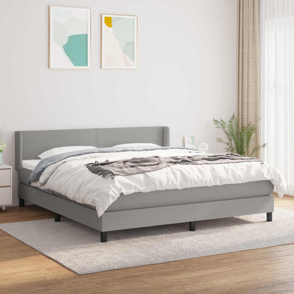 Giroletto a Molle con Materasso Grigio Chiaro180x200 cm Tessuto | homemem39