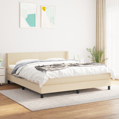 Giroletto a Molle con Materasso Crema 180x200 cm in Tessuto | homemem39