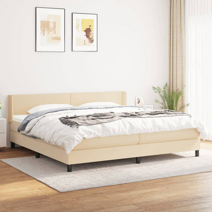 Giroletto a Molle con Materasso Crema 200x200 cm in Tessuto | homemem39