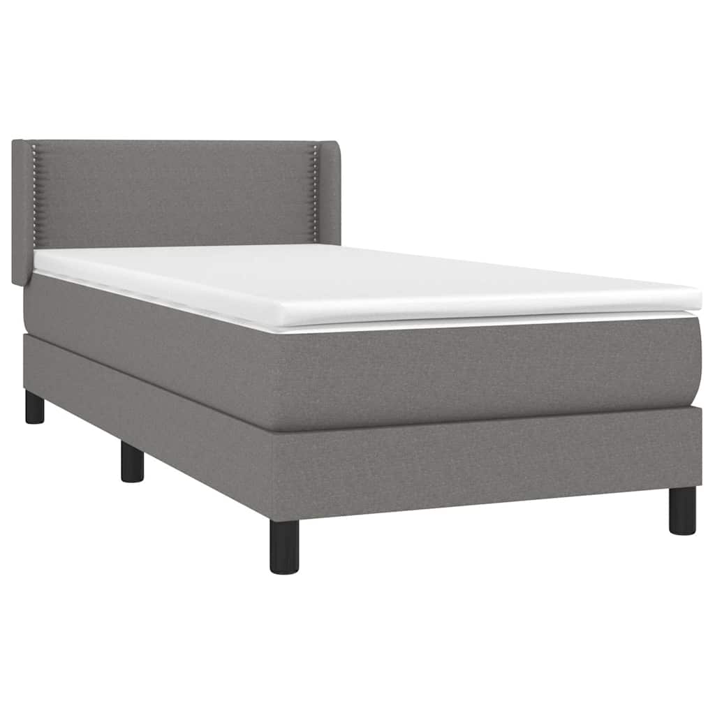 Giroletto a Molle con Materasso Grigio Scuro 90x190 cm Tessuto