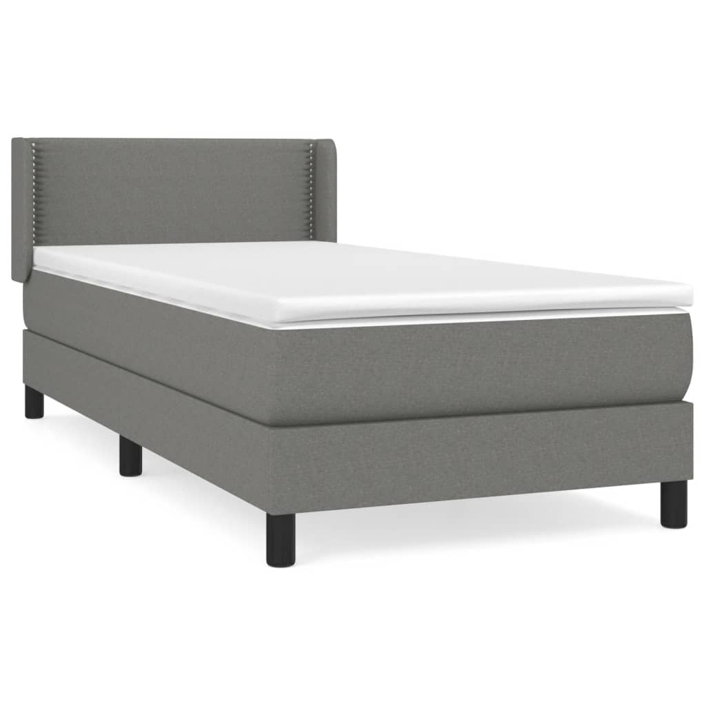 Giroletto a Molle con Materasso Grigio Scuro 90x200 cm Tessuto | homemem39